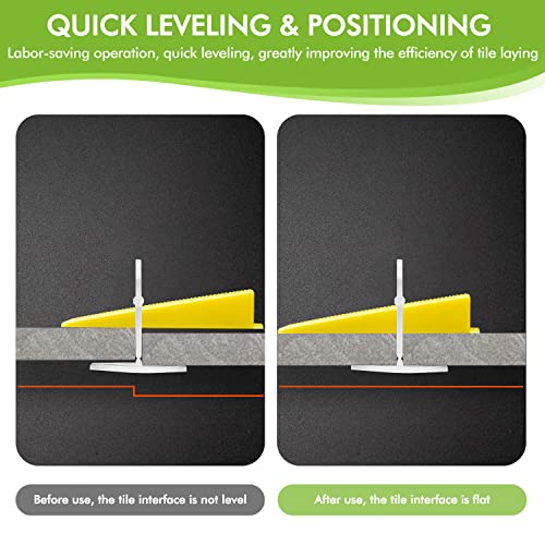 Tile Leveling System 1/8”Kit, 600pcs Tile Leveler Spacers Clips+200pcs Reusable Wedges+1pc Tile Pliers for Wall/Floor Tile Adjustment, Tile Leveler Tool Set for Tile & Stone Installation(1/8",Yellow) - size: 1/8"
