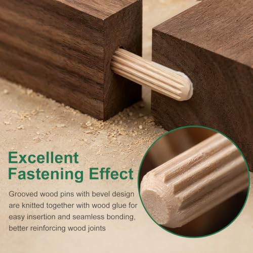 150Pcs Wood Dowels Kit 1/4 x 1-1/2inch, Wooden Dowel Pins, Fluted Wood Dowels Rods for Crafts, Furniture, DIY Manual - size: 1/4" x 1-1/2"-150pcs