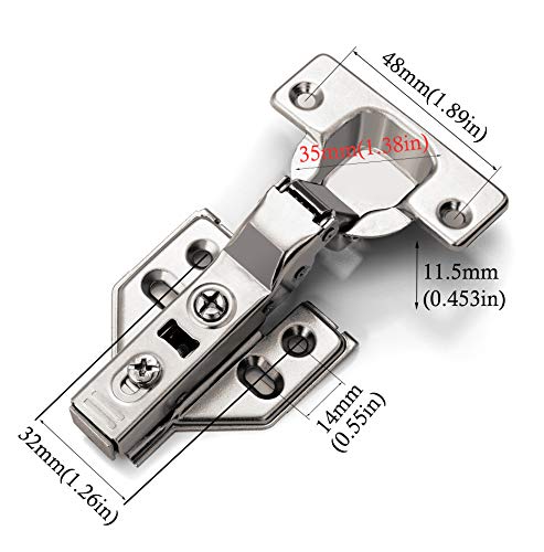 10Pcs Soft Close Half Overlay Cabinet Hinges with Clip-On Plate - color: Half Overlay, size: 10 Pieces