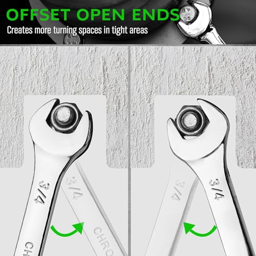 SWANLAKE 15-Piece SAE Wrench Set, V Notch Premium Combination Wrenchs Set, SAE 1/4" to 1-1/16", Max Torque, 12-Point, Chrome Vanadium Steel, with Storage Rack - style: 15pcs SAE Combination