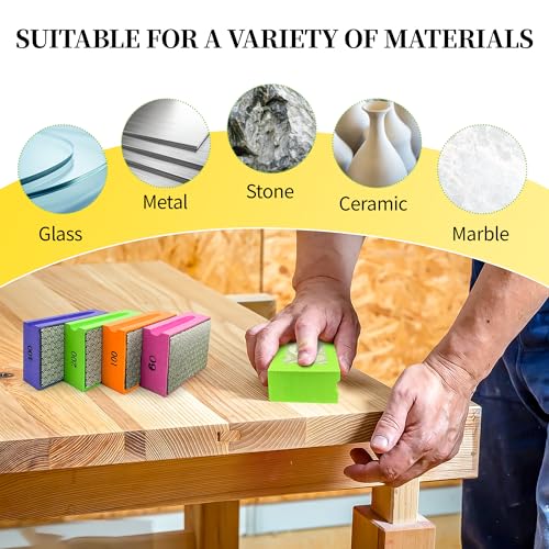 Diamond Hand Polishing Pads,Diamond Sanding Pads 60 Grit 1pcs - color: Rose red