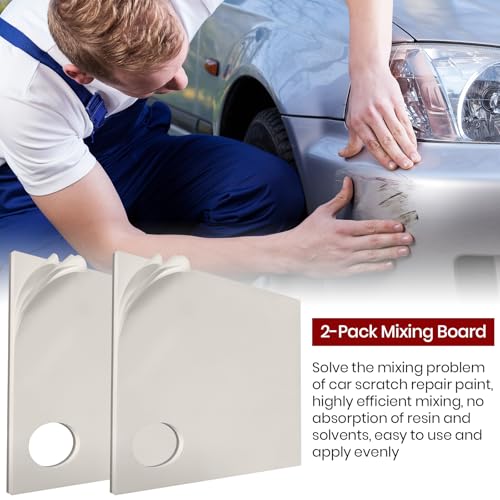 Calvana Car Body Filler Repair Kit, Includes Multi-Layered Disposable Paper - size: 2 Set Mixing Board