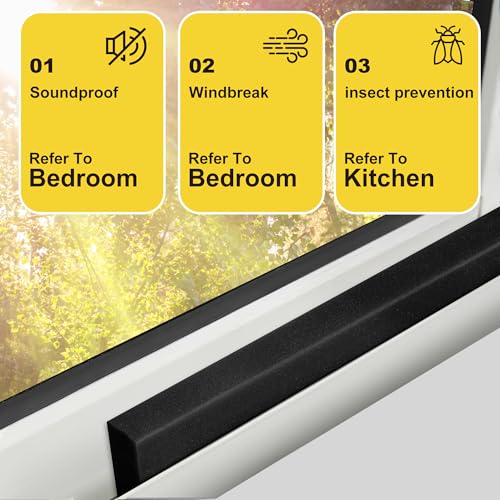 2'' x 6.5 ft Air Conditioner Foam Tape, 2 Pcs AC Weatherseal Foam Strips - color: black-2pcs