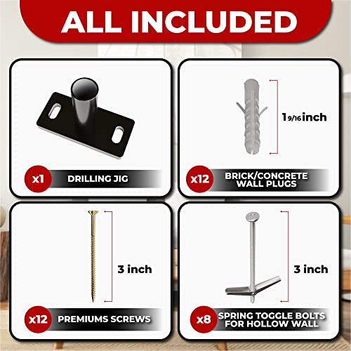 Set of 2 Floating Shelf Brackets 11 inch Multiple Mounting Location Baseplate/Heavy Duty Black Painted Mild Steel Bracket Hidden Wall Shelves Support Hardware Mount Kitchen/Nursery Decor(10 inch Rods) - size: 10 inch Rod