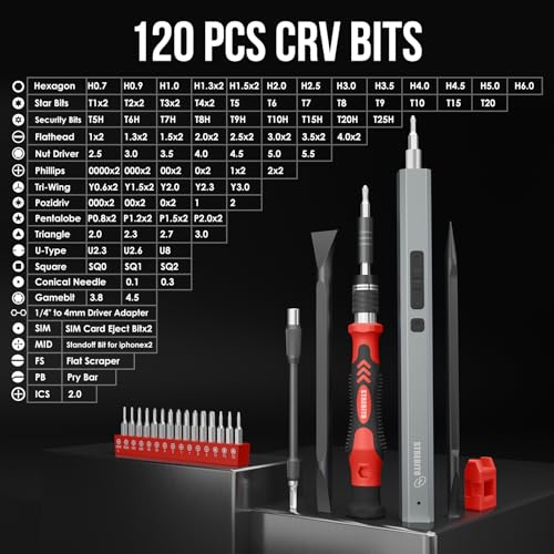 STREBITO Electric Screwdriver, 144-in-1 Precision Screwdriver Set - color: Red