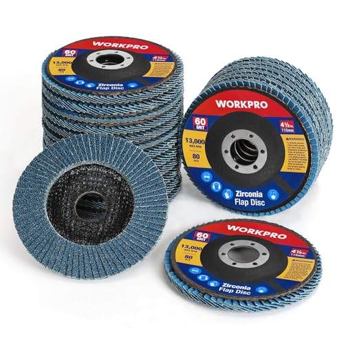 WORKPRO 20-Pack Zirconia Flap Discs, 4-1/2" x 7/8", T29, 60 Grit - style: 60 Grit