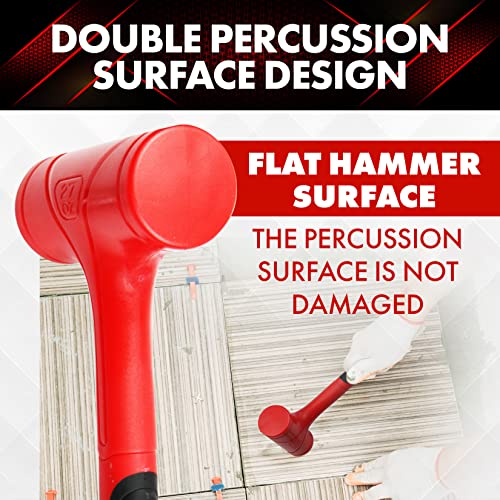 YIYITOOLS Dead Blow Hammer Set, 3 Piece/16oz(1LB),27oz(1.5LB),45oz(3LB),Red and Black, Shockproof Design, No Rebound Mallet Unibody Molded Checkered Grip Spark and Rebound Resistant (YY-3-013) - size: 1-3LB