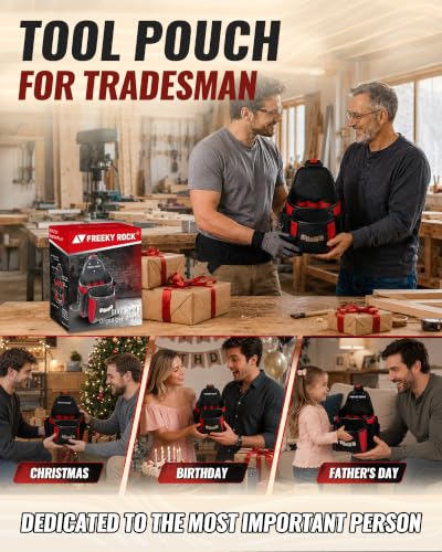 Electrician Tool Pouch with Quick Detach Belt Clip, Heavy Duty Tool Belt Pouches with Notebook Pocket, Tape Measure Holder & Screwdriver Loops for Carpenter, Contractor, HVAC Tech & DIY - size: X-Large Pouch