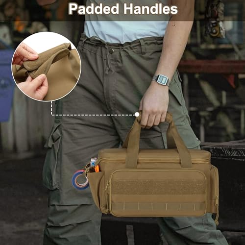 Rexmica 14-Inch Tool Bag Tool Storage Organizer Tactical Range Bag, Khaki - color: Khaki