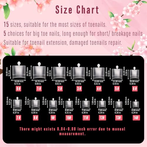 NOVO OVO Fake Toe Nail Tips Sharp Square Half Cover, Soft Gel Toenail Extension, Prefiled Clear Double Matte C Curve for Pedicure Acrylic Press on for Salon, Longtoes Claw Toenails x 15 Sizes 240 Pcs - color: Sharp Square Half Cover