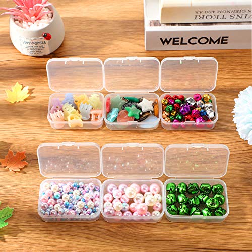 SATINIOR 24 Packs Small Clear Plastic Beads Storage Containers Box with Hinged Lid for Storage of Small Items, Crafts, Jewelry, Hardware(2.5 x 1.7 x 0.8 in) - size: 2.5 x 1.7 x 0.8 in