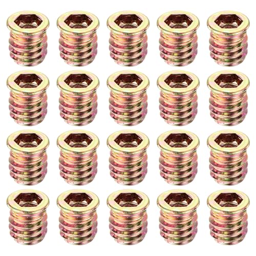 uxcell 30Pcs Threaded Inserts, 5/16"-18x19/32 Zinc Alloy Hex Socket Drive Screw-in Nut Threaded Inserts Furniture Bolt Fastener Connector for Wood Working Tool and Accessories