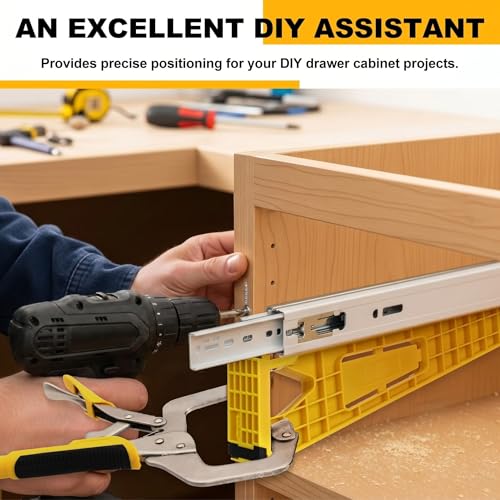 2 Pcs 11" Drawer Slide Jig and 2 Pcs 3" Face Clamps for Cabinets Drawers Desks Furniture Drawer Installation Tool Set Easy Alignment Mounting Hardware Kit Install Cabinet Slides- Set of 2