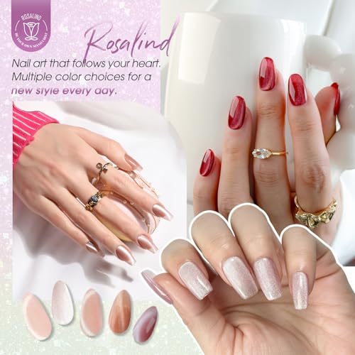 ROSALIND 30pcs CatEye Gel Nail Polish Set with Gel Base Top Coat and magnet | 26 Colors Glitter Cat Eye Gel Nail Polish with Magnet ,Glossy Matte Glitter Top Coat,Base Coat,Soak Off Gel Gift for Women - color: Dream Cateye