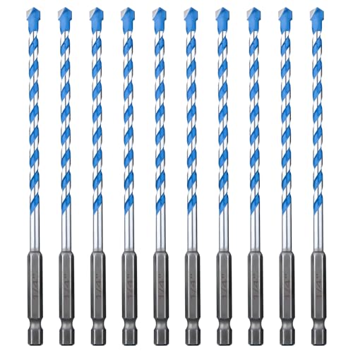 Concrete Drill Bit Set 10 Pcs, 1/4" Masonry Drill Bits, Hex Shank - size: 1/4", 10 Pcs