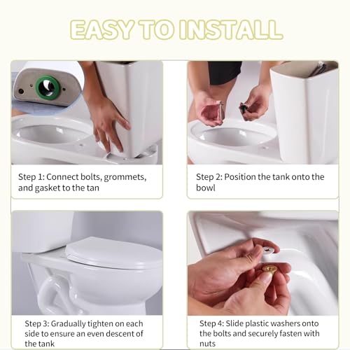3'' Toilet Tank to Bowl Coupling Kit, Fits for American Standard Champion 4 Toilet Parts AS738756-0070A, Includes Gasket, Bolts and Other Essential Parts for Most 3 Inch Flush Valve Opening Tanks