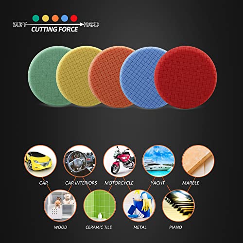 Buffing Polishing Pads, SPTA 5Pcs 7.5 Inch Face for 7 Inch 180mm Backing Plate Mix Cutting Force Buffing Pads Cutting Polishing Pad Kit for Car Buffer Polisher Compounding,Polishing, Waxing-SPTA0010 - size: 7 Inch