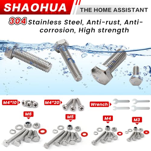 M3 M4 M5 M6 Hex Head Bolt Kit with Nylon Lock Nuts, 858Pcs - size: C. M3 M4 M5 M6
