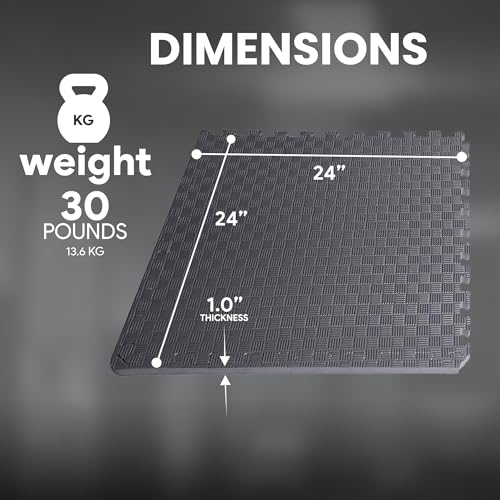BalanceFrom Puzzle Exercise Mat 1" Thick, EVA Interlocking Foam Floor - color: Grey, style: One Inch Thick, 24 Square Feet