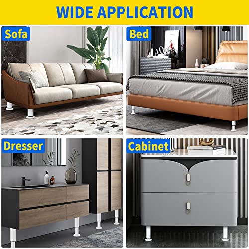 6 Pcs Adjustable Furniture Support Legs, Metal Cabinet Feet 3-4 Inch - color: White, size: (6Pcs) 3.15-4.72 inch