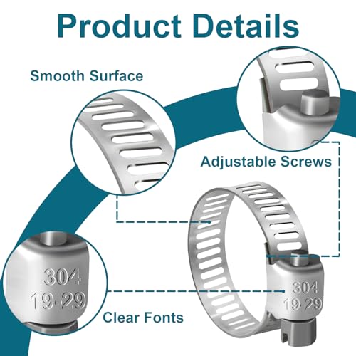 Hose Clamp, 30PCS Fuel Line Clamp, 3/4"-1 1/8"(19-29mm) Radiator Hose Clamp - size: 19-29mm