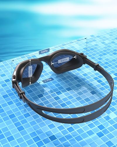 ZIONOR Swim Goggles, G1 SE Swimming Goggles Anti-Fog for Adult Men Women - color: B8-red Lens Allblack Frame