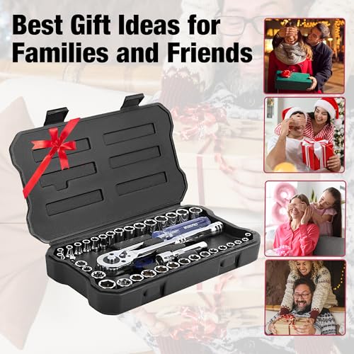 WORKPRO 39-Piece Drive CR-V Socket Set(1/4" & 3/8") - color: Silver