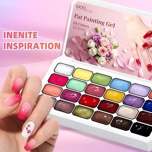 24 Colors Pat Pat Gel,Ombre Gel Nail Polish Gradient Patting Gel Nail Kit for Painting DIY Nail Art No Wipe, Blooming UV/LED Curing with Tweezer and 100Pcs Nail Sponges for Ombre - color: 24-Colors-B