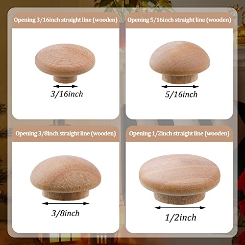 Bucherry 120 Pieces 4 Sizes Wood Plugs Wooden Hole Plugs,Mushroom - style: Mushroom