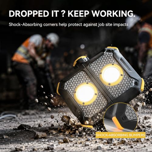 HOKOILN 2500LM Work Light，Rechargeable Magnetic Work Lights, Side Spotlight