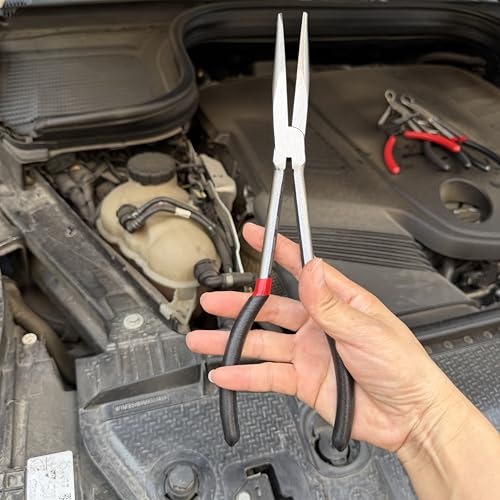Extra Long Needle Nose Pliers，11 Inches Long Reach Straight Needle Nose Pliers Designed for Mechanics, Technicians, and Contractors| Milled-Jaws | Steel
