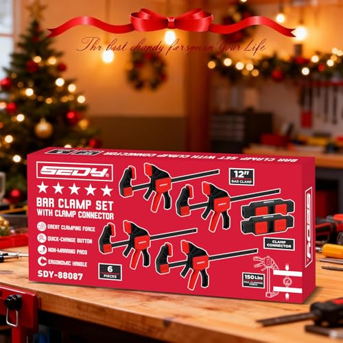 6-Pack 12 Inch Bar Clamps for Woodworking with 2-Piece Clamp Connector, 12" Quick-Release Wood Clamps with 150 LBS Load Limit, Trigger Clamp Set, One-Handed Clamps/Spreader for Woodworking - style: 12" (6-Pack) | Extends to 24"+ New Version