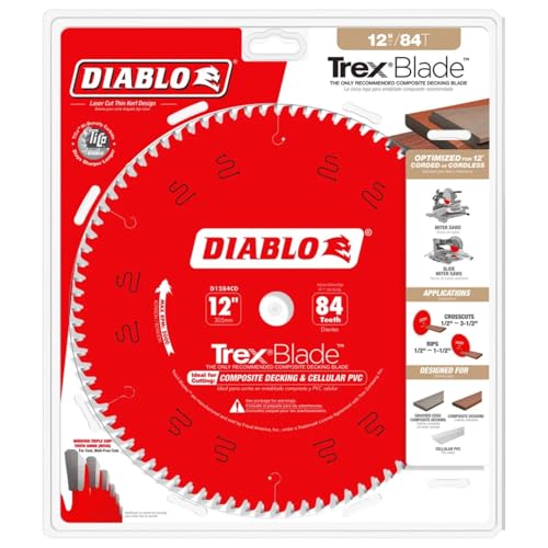 Diablo TrexBlade Saw Blade - 12" Diameter, 84 MTCG Teeth, 1" Arbor - size: 12" dia × 84 MTCG teeth - Composites/Plastic