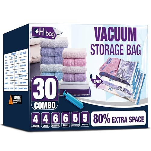 30 Combo Vacuum Storage Bags, Vacuum Seal Bags for Clothing and Bedding - size: 30-COMBO