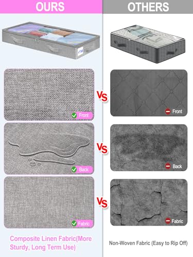 punemi 4 inch High Soft Low Profile Under Bed Storage Bins, 2 Pack, Grey - color: Grey, size: 2 Pack-4 inch Tall-Soft