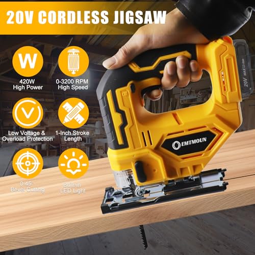 Cordless Jig Saw Compatible with Dewalt 20V Max Battery