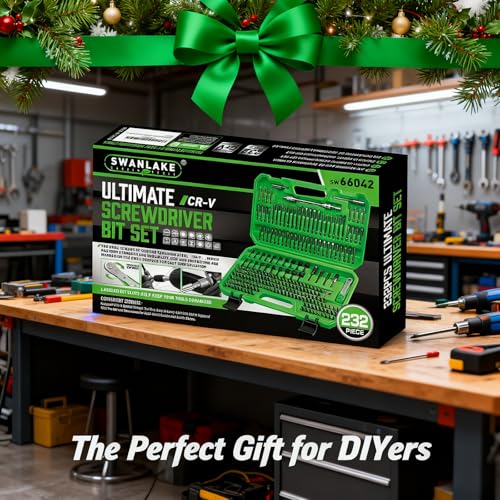 SWANLAKE 232-Piece Ultimate Screwdriver Bit Set, Cr-V Impact Driver Bit Set, Includes Security Bits, Nut Driver, Ratchet Wrench and Bits Holder - style: Multi-Used Version