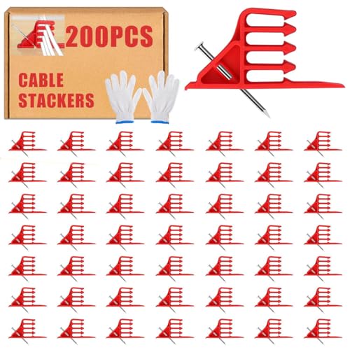 200 Pack Cable Stackers with Steel Nails, Multi-Cable Electrical Wire Clips