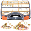 VIGRUE 1060PCS SAE & Metric Bolts Nuts Assortment Kit 1/4-20 5/16-18 3/8-16 and M6 M5 M4 Heavy Duty Assorted Hex Bolts Washers Nuts Fasteners Set with Portable Box, 25 Different Sizes - size: 1060PCS SAE & Metric Bolts