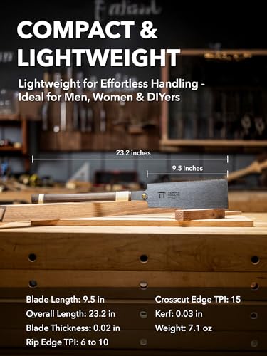 Japanese Pull Saw - 9.5 Ryoba Hand Saw with Rip-cut and Crosscut - Wood Saw for Dovetails, Tenons, Joinery, Cutting Boards to Length & Width- Temple Tool Co. - style: Japanese Pull Saw