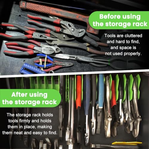 Pliers Organizer 2‑Pack, Expandable 20‑Slot Tool Rack - color: green