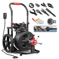 100 ft x 1/2 inch POPULO Auto Feed Electric Drain Snake Auger for 2 to 4 Inch Pipes, Sewer Plumbing Snake Auger, Heavy Duty Drain Cleaner Machine with 8 Cutters & 1 Root Killer & Gloves - style: 100ft x 1/2inch
