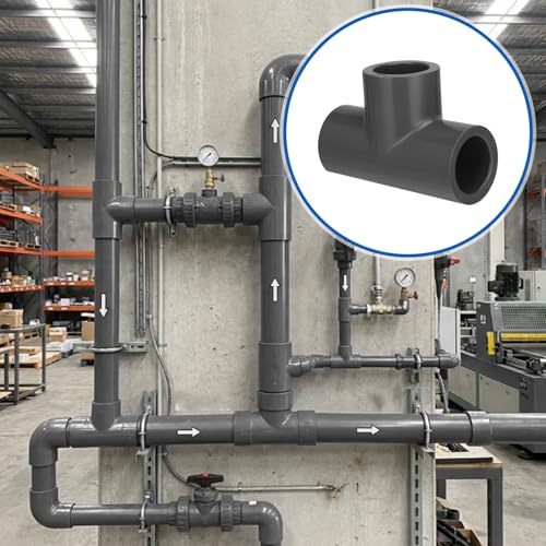 6 pack Schedule 80 PVC Pipe Fitting Tee, 3/4" Socket, Compatible with 801 Series, Heavy Duty Gray PVC Tee for Industrial, Irrigation & Plumbing Applications - size: 3/4"socket