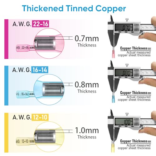 TICONN 250 Pcs Heat Shrink Wire Connectors, Marine Crimp Ring Terminal Kit - style: 250PCS Combo