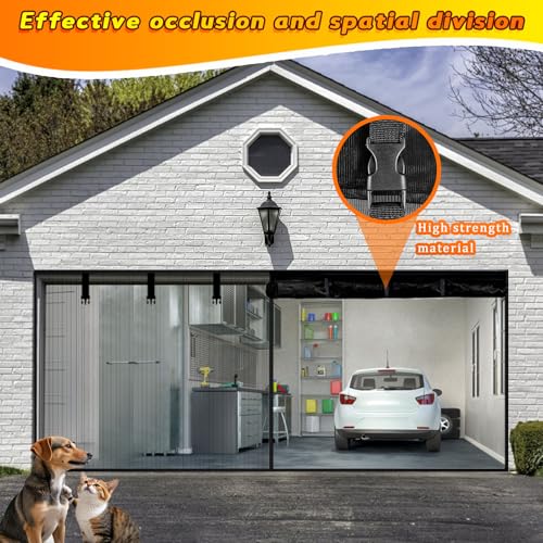 Garage Door Screen 2 Car 12x7FT Garage Screen Door，Upgraded PET Mesh with Retractable Magnetic Screen Garage and Heavy Duty Bottom for Easy Assembly and Pass, Hands-Free Screen Door - size: Size: 12x7FT - Fits Garage Door Size: 12x7FT
