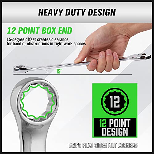 SWANLAKE 32-Piece Combination Wrench Set, SAE and Metric, 1/4"-1" & 7mm-22mm, 12 Point, Chrome Vanadium Steel - style: 32-Piece Combination
