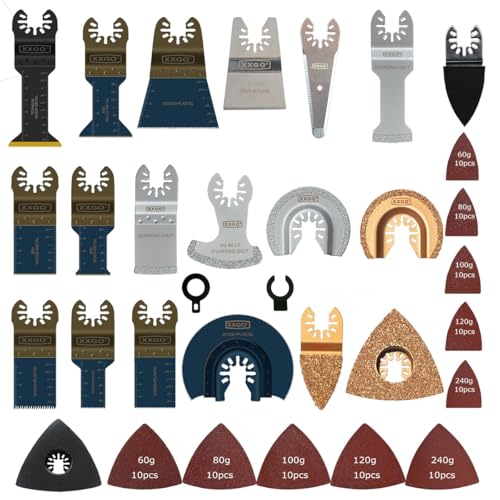 XXGO 120 Pcs Oscillating Multi Tool Blades Accessories Kits XG1201 - size: Multi-Size Accessory Kit - 120 Pcs