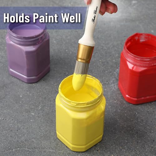 Bates- Trim Brush Set, 0.6”, 0.75” & 1”, Wooden Handle, Round Paint Brush - color: Wooden Handle, size: 5/8”, 3/4”, 1”