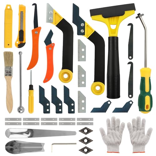 37Pack Grout Removal Tool Kit, 3 Tile Grout Saws 2 Hand Grouts Saw with Extra Cleaning Blades, Bathroom Showers Caulking Removal Tools for Cleaning Floor Tile Grouts Joints Corners