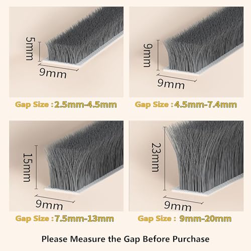 Brush Weather Stripping Door Window Seal,0.2"x0.4"x33FT - color: Gray, size: 0.2"x0.4"x33FT